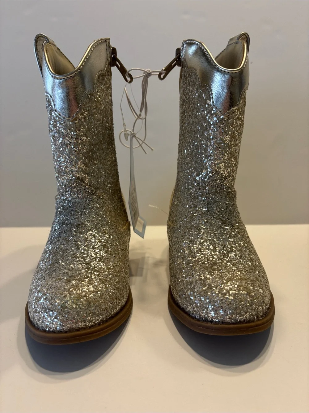 Cat & Jack Toddler Gold Glitter Dallas Cowboy Boot with Pink Accents